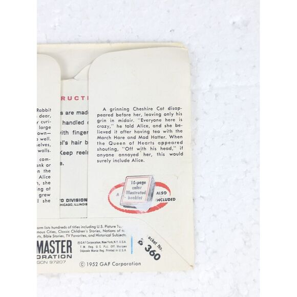 Complete set of three vintage View-Master reels Alice in Wonderland 1952 - Picture 4 of 15